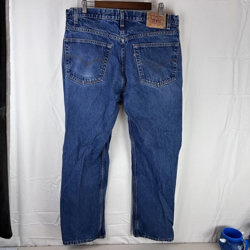 Vtg Levis 505 Jeans Mens 40x30 38x30 Blue Denim Regular Fit Straight Leg USA 90s